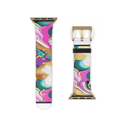 Whimsical Abstract Waves Apple Watch Band, Psychedelic Swirls Smartwatch Strap, Colorful Artistic Wristband Accessory. Apple Watch Band Apple Watch Straps For Series 4 5 6 7 8 9 ULTRA SE 38/40/41mm & 42/44/45mm Vegan Faux Leather Band