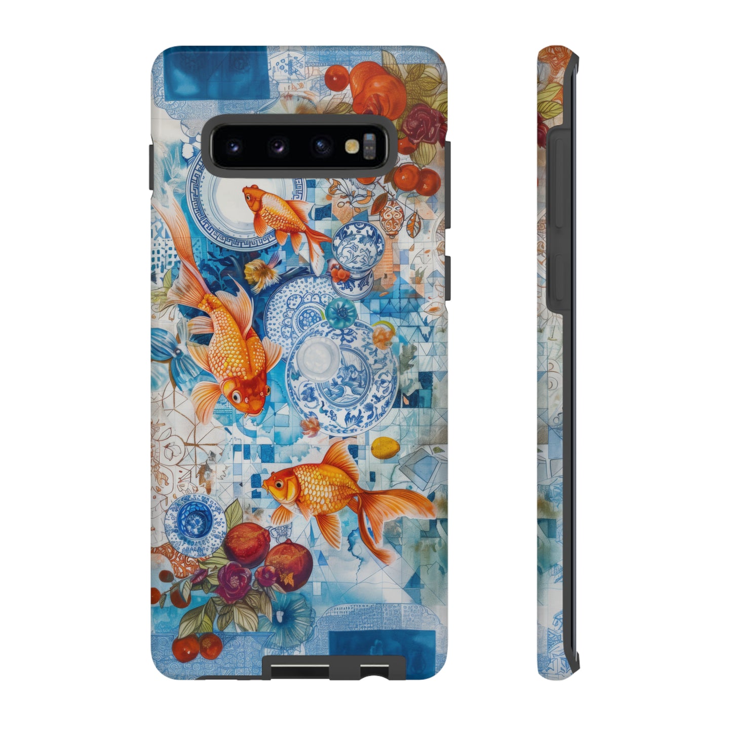 Orientalische Koi-Teich-iPhone-Hülle, traditionelles asiatisches Kunstwerk, ruhige Schutzhülle, robuste Handyhüllen 