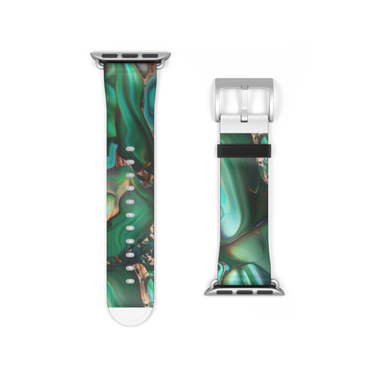 Cinturino per Apple Watch con ricciolo in marmo smeraldo | Lussuoso cinturino da polso astratto verde. Cinturino Apple Watch Cinturini Apple Watch per serie 4 5 6 7 8 9 ULTRA SE 38/40/41 mm e 42/44/45 mm Cinturino in ecopelle vegana 