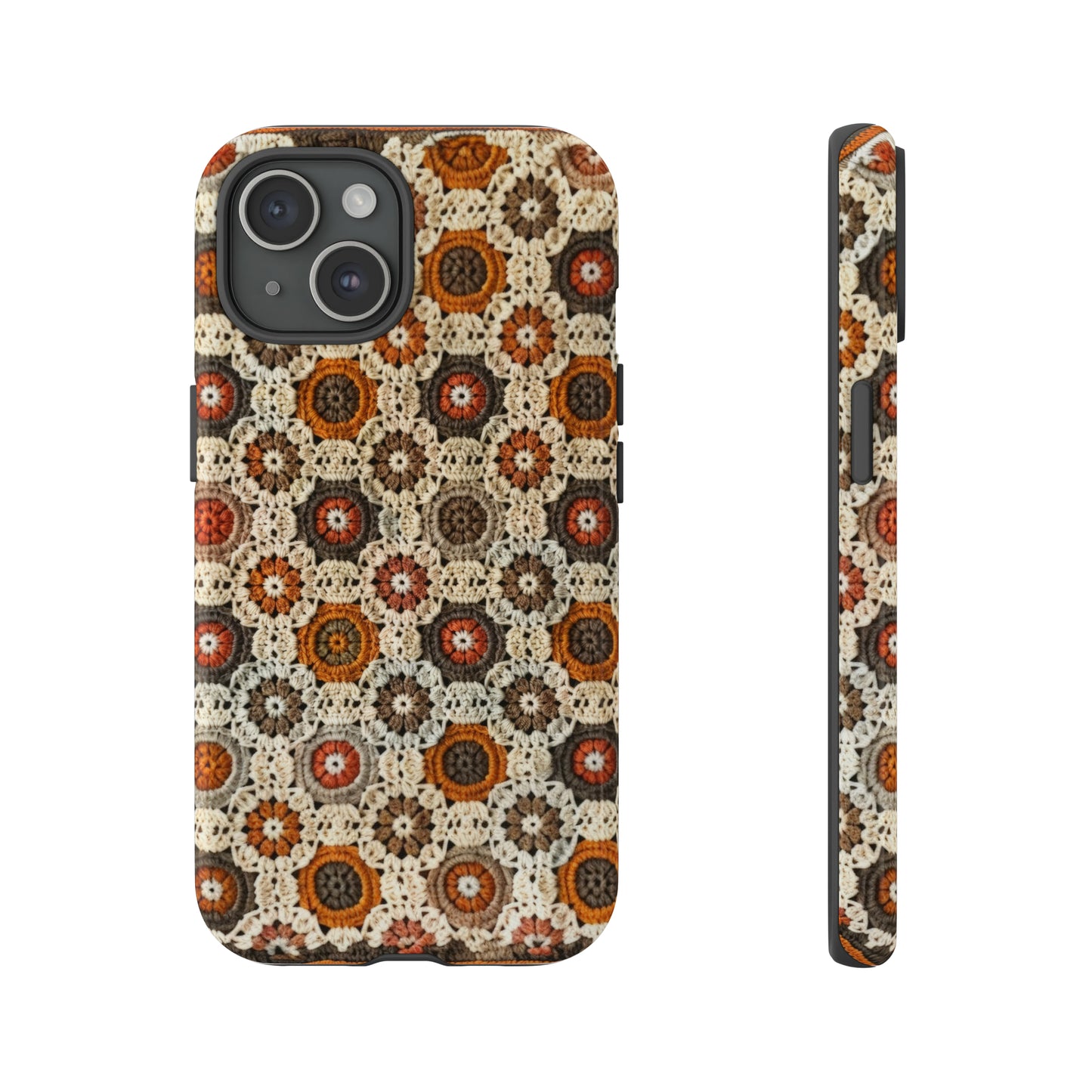 Custodia per iPhone retrò in pizzo all'uncinetto, estetica dal design artigianale, custodia protettiva in stile vintage, custodie per telefono resistenti