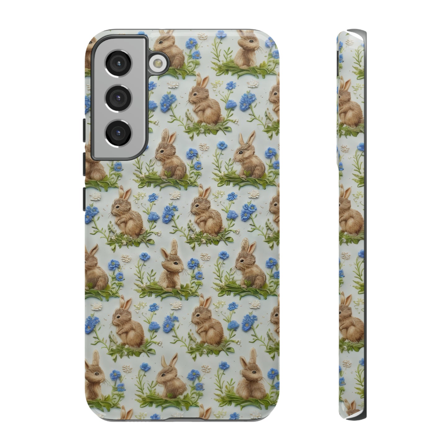 Springtime Bunnies iPhone Hülle, Entzückendes Kaninchen- und Glockenblumen-Design, Bezaubernde Schutzhülle, Robuste Hüllen 