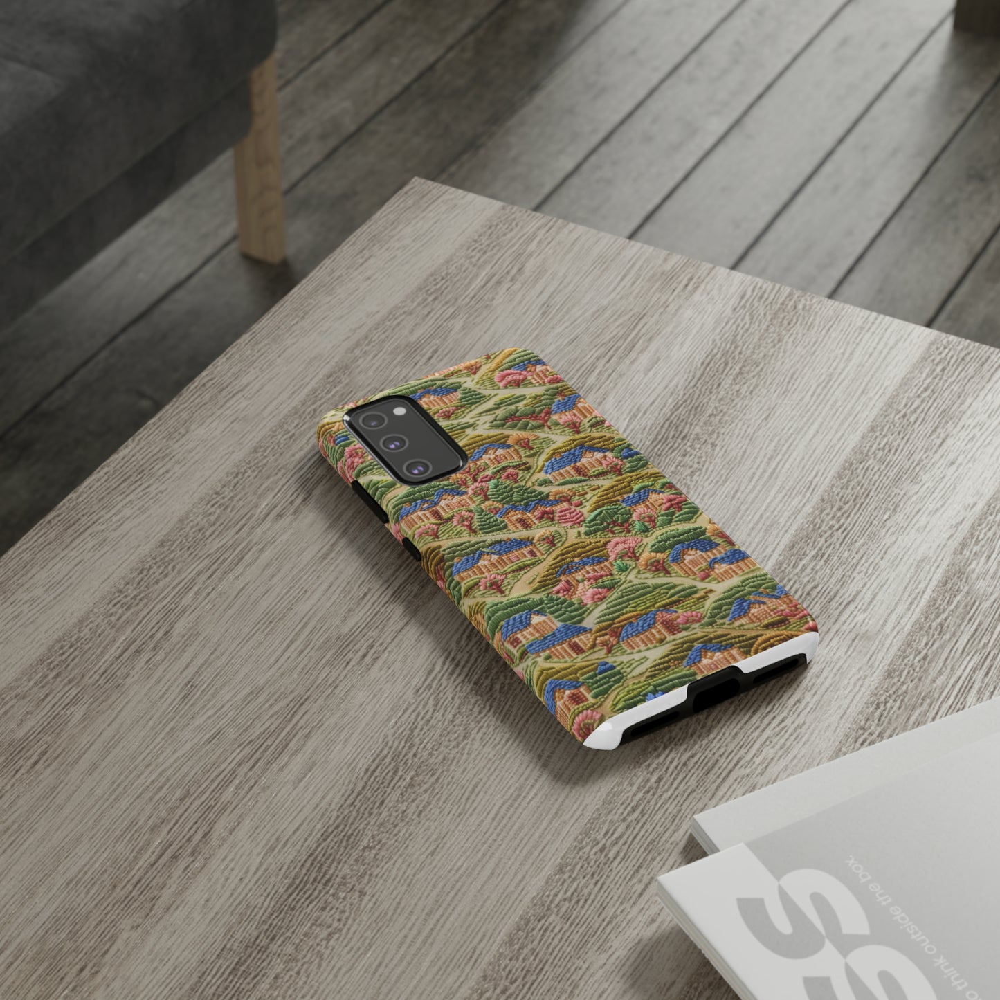 Caratteristica custodia per iPhone trapuntata in stile country, design patchwork affascinante, cover per telefono artistica e protettiva, custodie per telefono resistenti