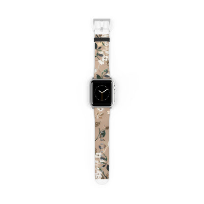 Elegant Botanical Apple Watch Band, Nature-Inspired Watch Accessory, Sophisticated Wearable Art, Chic Gift Idea. Apple Watch Band Apple Watch Straps For Series 4 5 6 7 8 9 ULTRA SE 38/40/41mm & 42/44/45mm Vegan Faux Leather Band