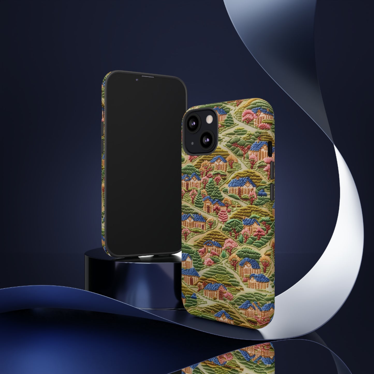 Caratteristica custodia per iPhone trapuntata in stile country, design patchwork affascinante, cover per telefono artistica e protettiva, custodie per telefono resistenti