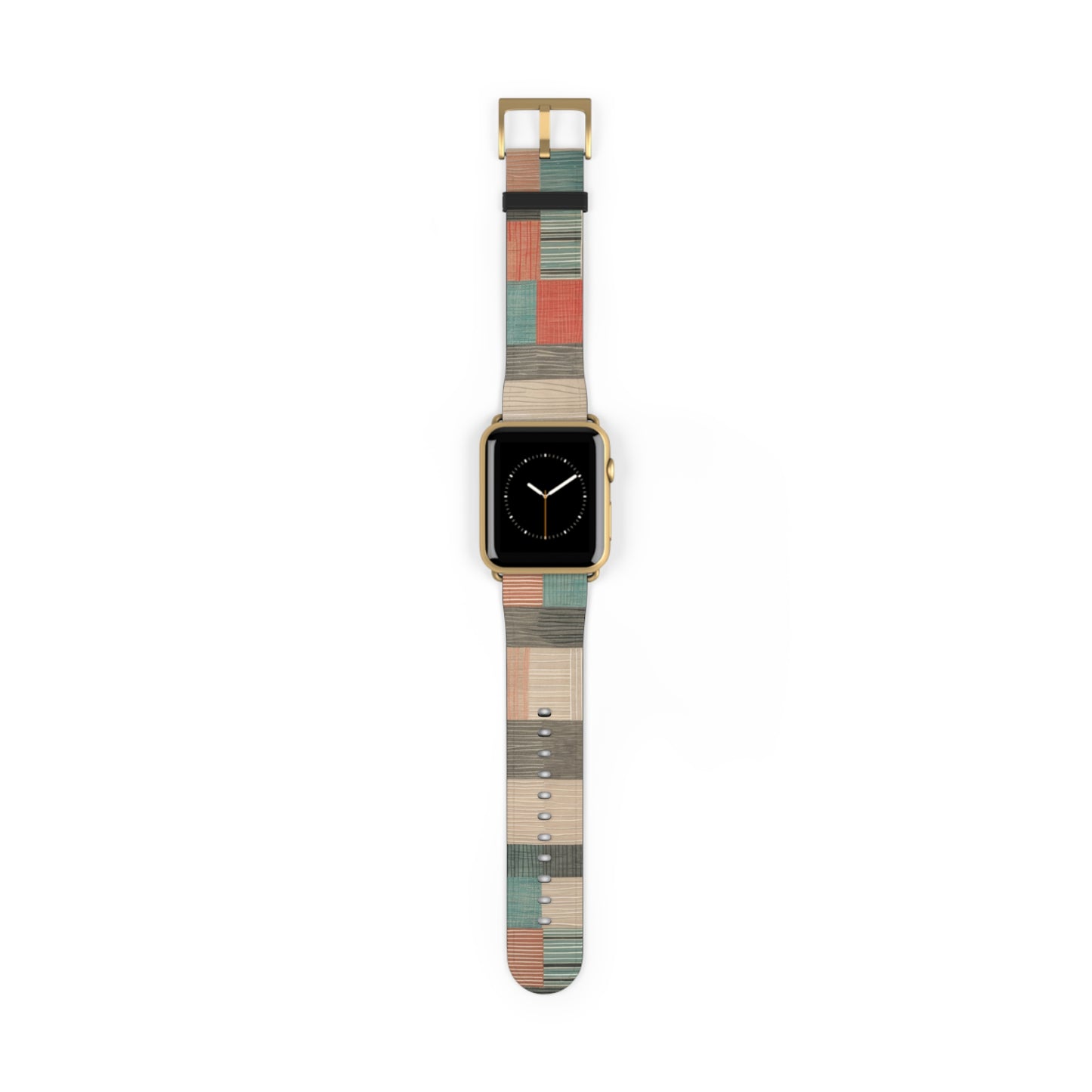 Modernes Apple Watch-Armband mit Erdtönen und Streifen | Modernes Armband in neutraler Farbpalette. Apple Watch-Armband, Apple Watch-Armbänder für Serie 4, 5, 6, 7, 8, 9, ULTRA SE, 38/40/41 mm und 42/44/45 mm, veganes Kunstlederarmband 