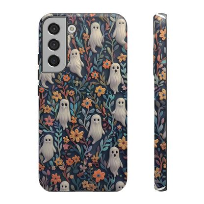 Whimsical Ghosts Floral iPhone Case, Unique Spooky Design, Charming Protective Cover, Tough Cases