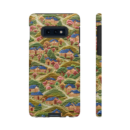 Caratteristica custodia per iPhone trapuntata in stile country, design patchwork affascinante, cover per telefono artistica e protettiva, custodie per telefono resistenti