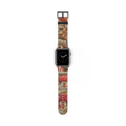 Stravagante cinturino per Apple Watch con fungo da fiaba, design foresta incantata, accessorio magico per smartwatch. Cinturino Apple Watch Cinturini Apple Watch per serie 4 5 6 7 8 9 ULTRA SE 38/40/41 mm e 42/44/45 mm Cinturino in ecopelle vegana