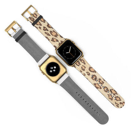 Apple Watch-Armband mit natürlichem Holzmaserungs-Leopardenmuster | Einzigartiges Armband aus Kunstholz. Apple Watch-Armband, Apple Watch-Armbänder für Serie 4, 5, 6, 7, 8, 9, ULTRA SE, 38/40/41 mm und 42/44/45 mm, veganes Kunstlederarmband 