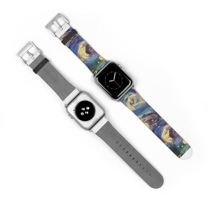 Starry Night Swirl Apple Watch Band, Van Gogh Inspired Art Strap, Expressionist Painting Accessory, Unique Art Lover's Watch Band, Creative Gift Idea. Apple Watch Straps For Series 4 5 6 7 8 9 ULTRA SE 38/40/41mm & 42/44/45mm Vegan Faux Leather Band