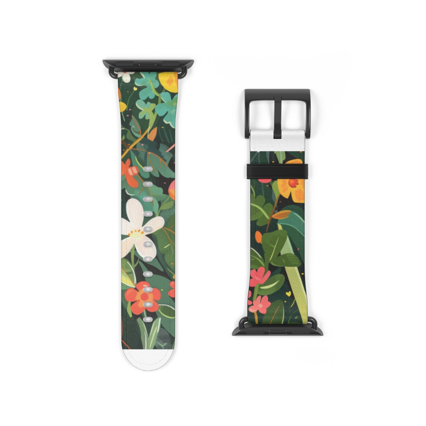 Lush Meadow Floral Apple Watch Band, Fresh Blooms Smartwatch Strap, Spring Wildflower Wristband, Nature Inspired Accessory. Apple Watch Band Apple Watch Straps For Series 4 5 6 7 8 9 ULTRA SE 38/40/41mm & 42/44/45mm Vegan Faux Leather Band