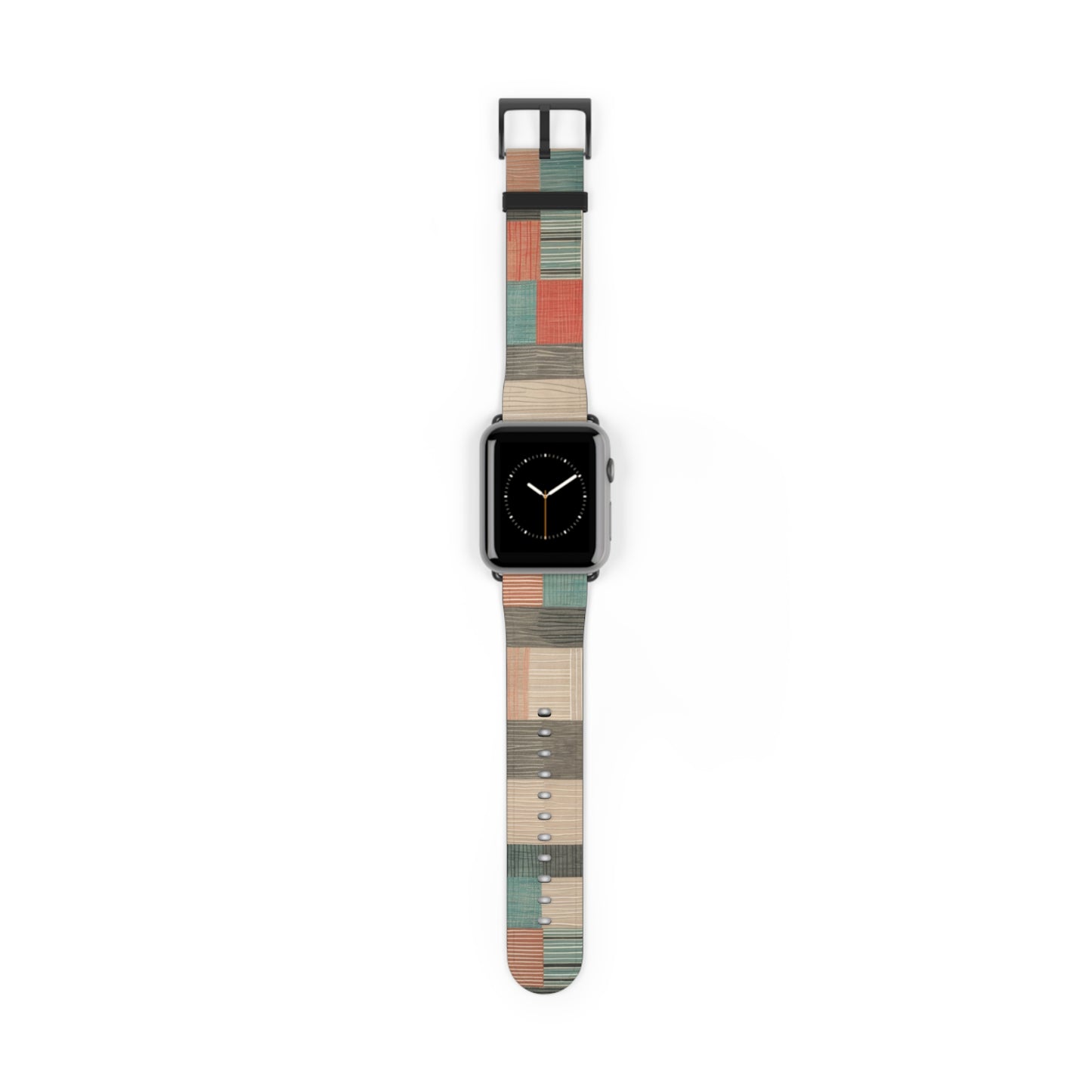 Modernes Apple Watch-Armband mit Erdtönen und Streifen | Modernes Armband in neutraler Farbpalette. Apple Watch-Armband, Apple Watch-Armbänder für Serie 4, 5, 6, 7, 8, 9, ULTRA SE, 38/40/41 mm und 42/44/45 mm, veganes Kunstlederarmband 