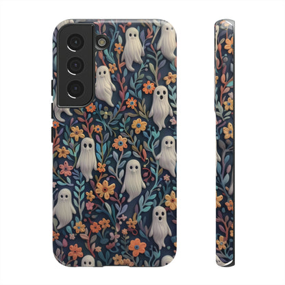 Whimsical Ghosts Floral iPhone Case, Unique Spooky Design, Charming Protective Cover, Tough Cases