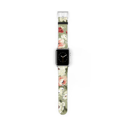 Spring Garden Floral Apple Watch Band, Vibrant Blossoms Smartwatch Strap, Fresh Botanicals Wristband Accessory. Apple Watch Band Apple Watch Straps For Series 4 5 6 7 8 9 ULTRA SE 38/40/41mm & 42/44/45mm Vegan Faux Leather Band