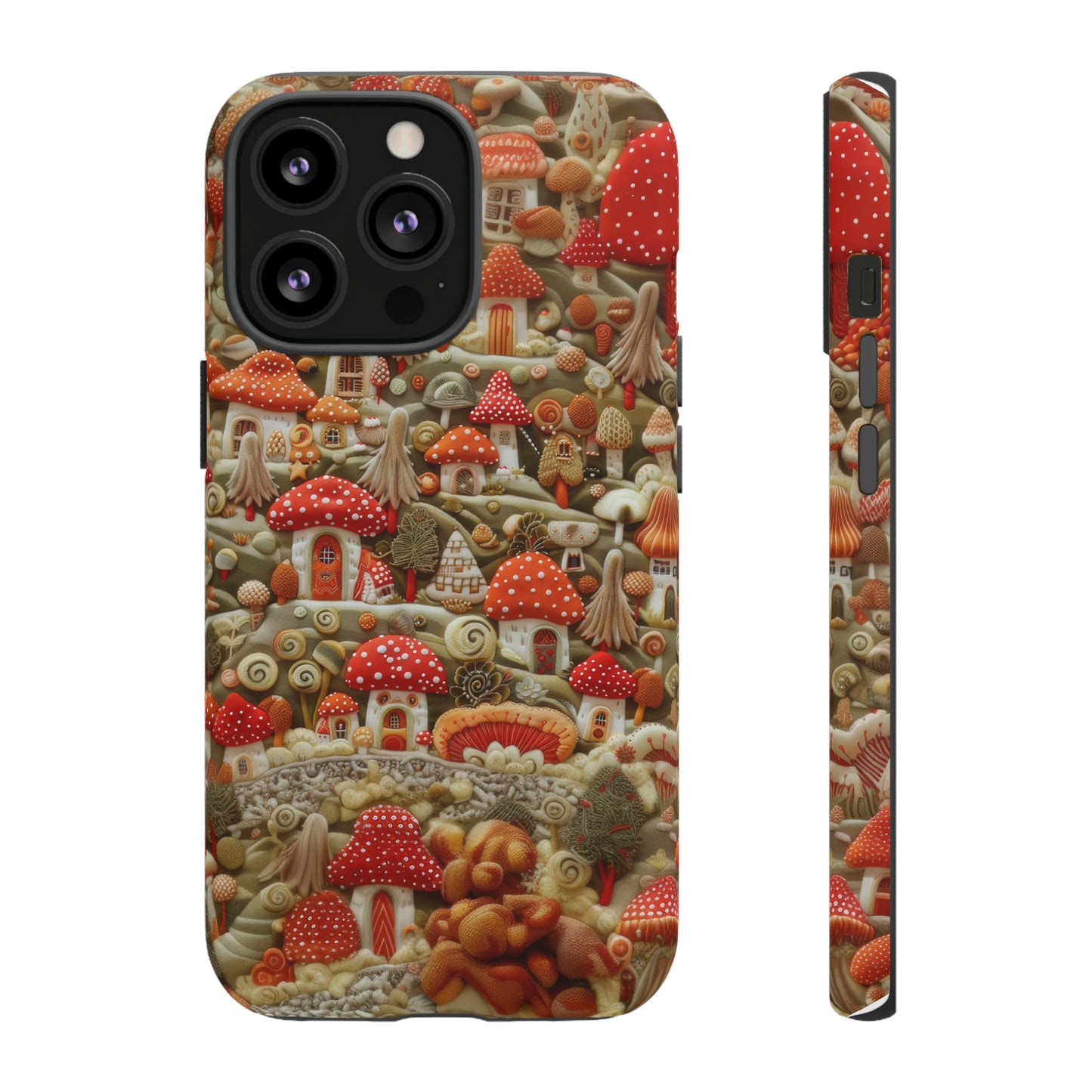 Custodia per iPhone Il villaggio dei funghi incantati, grafica con funghi fantasy, custodia protettiva unica, custodie per telefoni resistenti