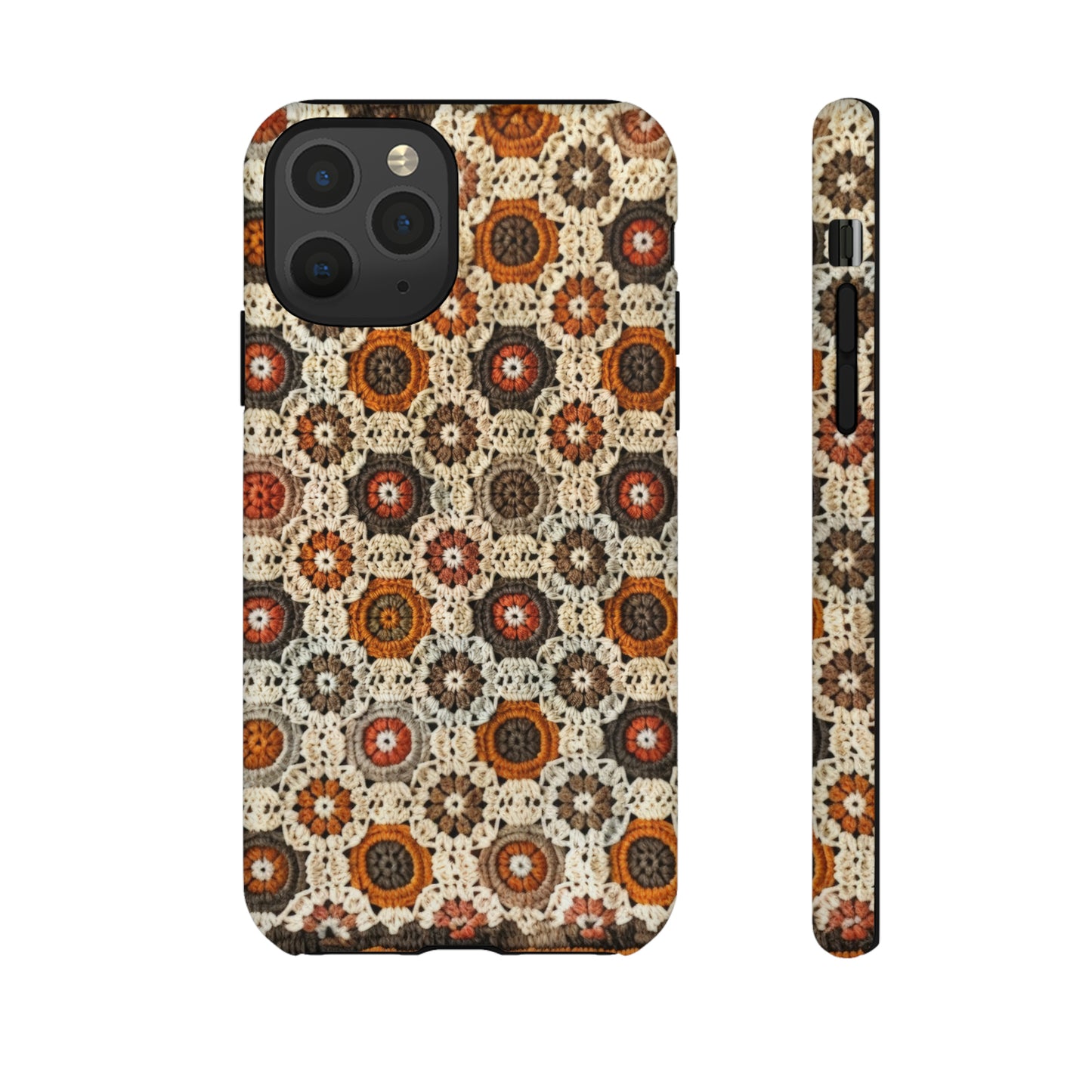 Custodia per iPhone retrò in pizzo all'uncinetto, estetica dal design artigianale, custodia protettiva in stile vintage, custodie per telefono resistenti