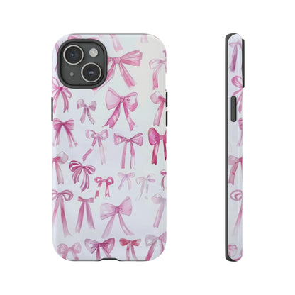 Pretty Pink Bows Phone Case, Feminine Ribbon Design Cover for Smartphones, Charming Accessory, Tough Phone Cases