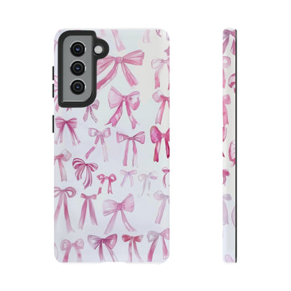 Pretty Pink Bows Phone Case, Feminine Ribbon Design Cover for Smartphones, Charming Accessory, Tough Phone Cases