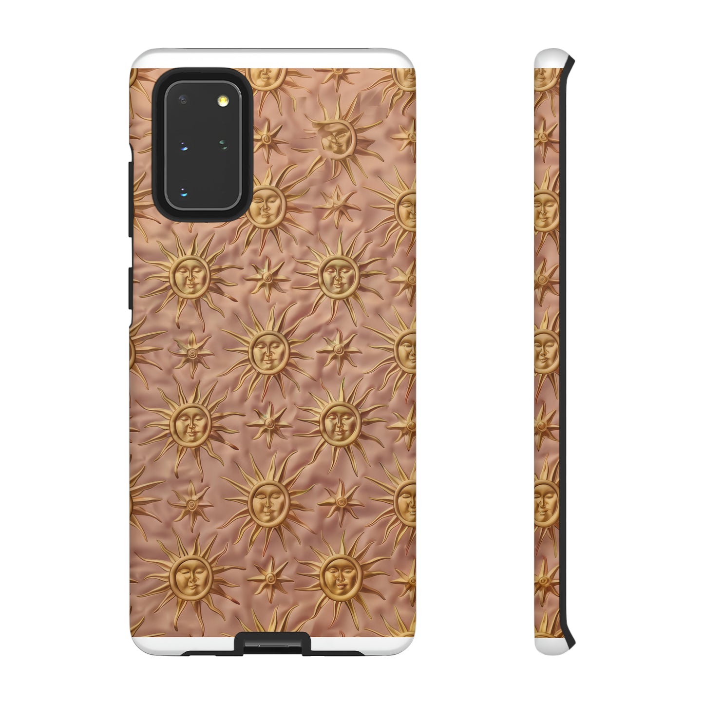 Custodia per iPhone con motivo sole celeste, design solare 3D strutturato, custodia protettiva lussuosa, custodie per telefono resistenti