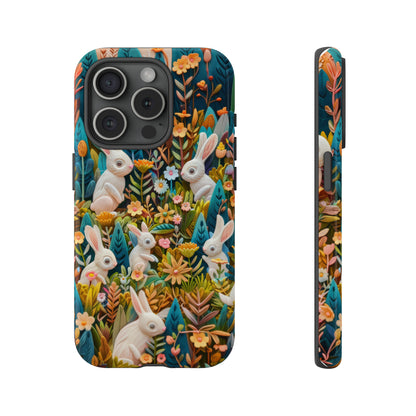 Mystical Garden Bunnies iPhone Case, Enchanted Floral Wonderland, Durable Protective Cover, Tough Phone Cases