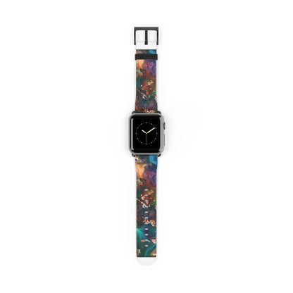 Cosmic Swirl Abstract Apple Watch Band, Galactic Marble Effect Smartwatch Strap, Vibrant Nebula-Inspired Wristband Accessory. Apple Watch Band Apple Watch Straps For Series 4 5 6 7 8 9 ULTRA SE 38/40/41mm & 42/44/45mm Vegan Faux Leather Band