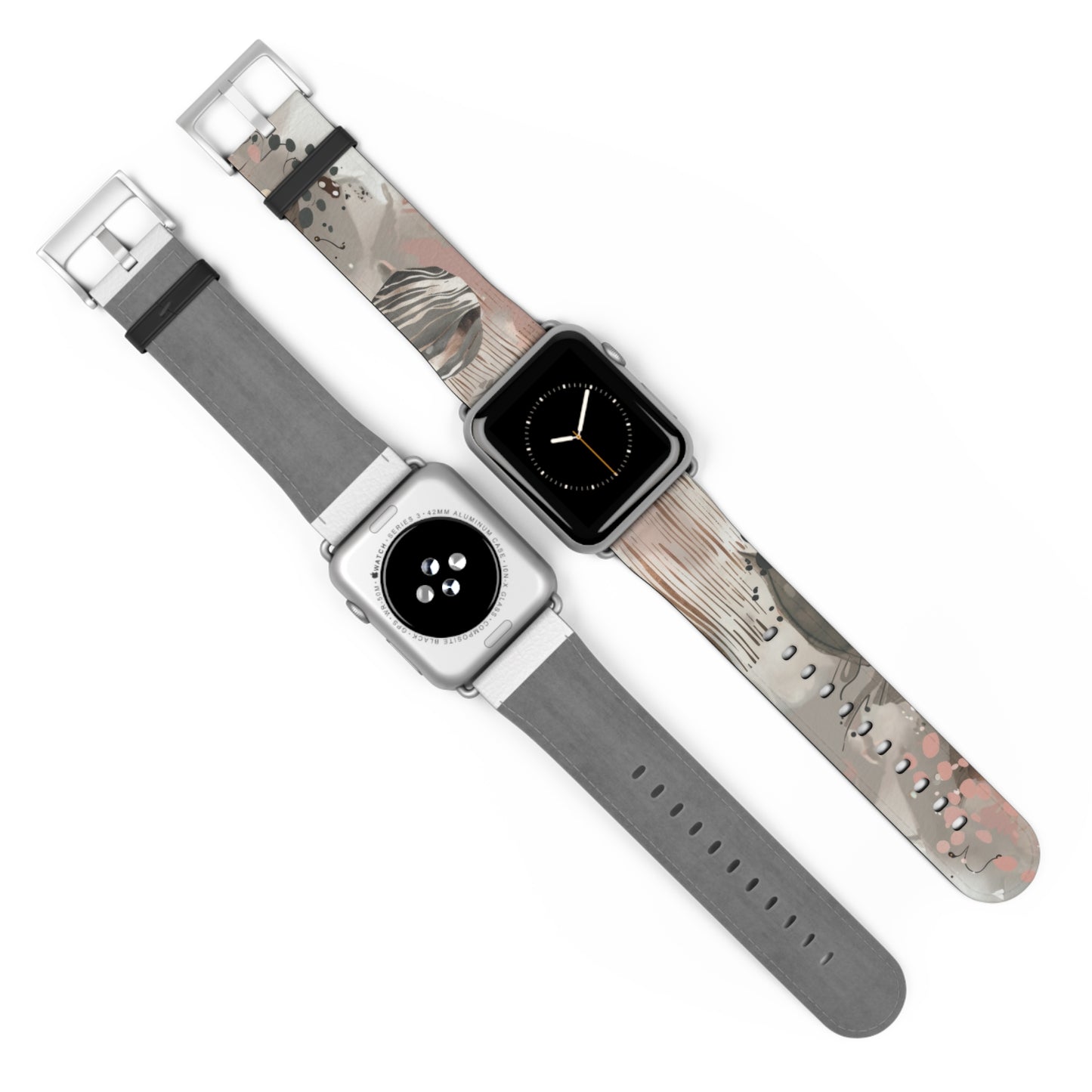 Contemporary Splatter Apple Watch Band, Abstract Earth Tones with Coral Accents, Chic Silicone Artistic Strap. Apple Watch Band Apple Watch Straps For Series 4 5 6 7 8 9 ULTRA SE 38/40/41mm & 42/44/45mm Vegan Faux Leather Band