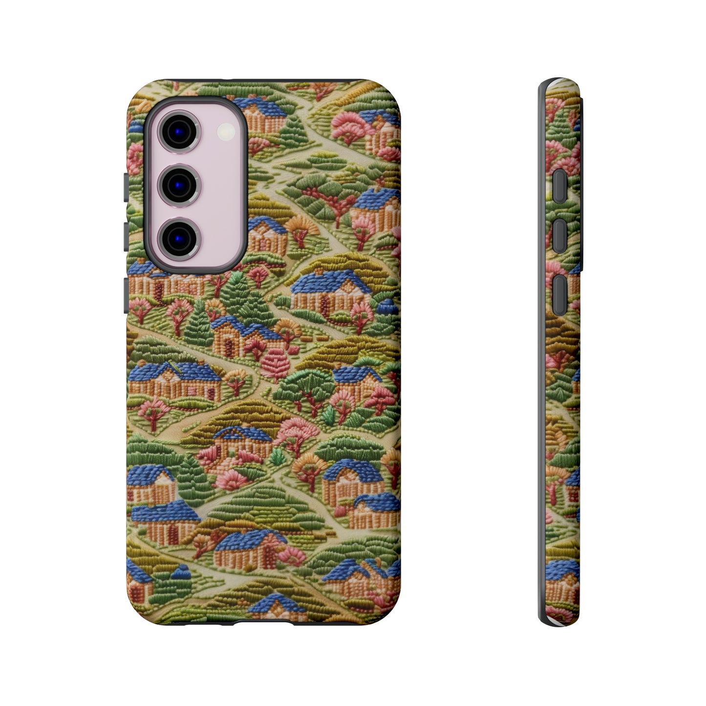 Caratteristica custodia per iPhone trapuntata in stile country, design patchwork affascinante, cover per telefono artistica e protettiva, custodie per telefono resistenti