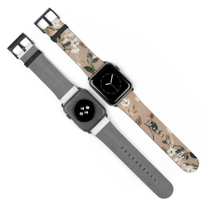 Elegant Botanical Apple Watch Band, Nature-Inspired Watch Accessory, Sophisticated Wearable Art, Chic Gift Idea. Apple Watch Band Apple Watch Straps For Series 4 5 6 7 8 9 ULTRA SE 38/40/41mm & 42/44/45mm Vegan Faux Leather Band