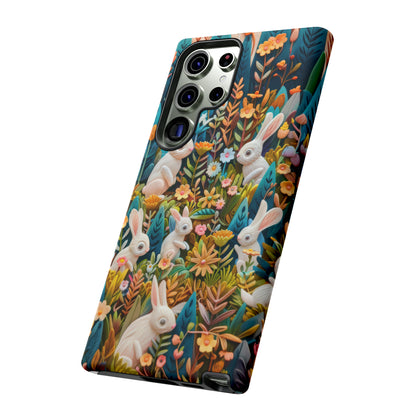 Mystical Garden Bunnies iPhone Case, Enchanted Floral Wonderland, Durable Protective Cover, Tough Phone Cases