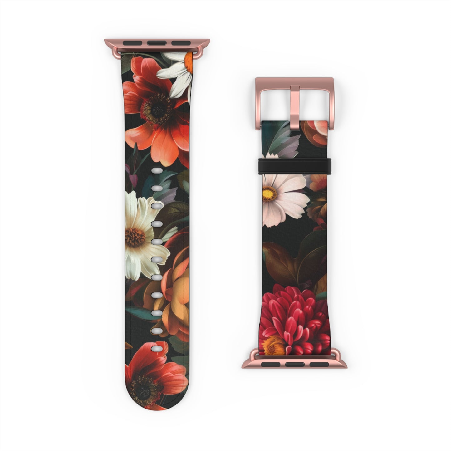 Autumn Bloom Elegance Apple Watch Band, Fall Flower Symphony Smartwatch Strap, Rich Floral Tapestry Wristband Accessory. Apple Watch Band Apple Watch Straps For Series 4 5 6 7 8 9 ULTRA SE 38/40/41mm & 42/44/45mm Vegan Faux Leather Band