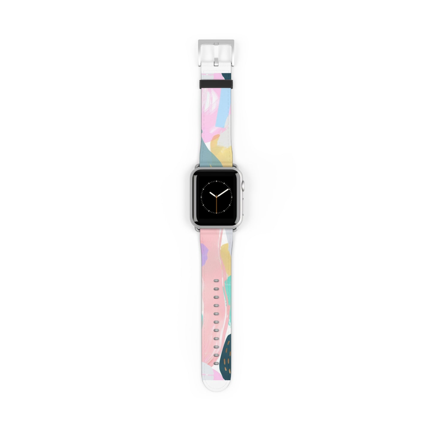 Pastellfarbenes abstraktes Kunst-Apple-Watch-Armband | Sanft gefärbtes, malerisches Armband. Apple Watch-Armband Apple Watch-Armbänder für Serie 4 5 6 7 8 9 ULTRA SE 38/40/41 mm und 42/44/45 mm veganes Kunstlederband