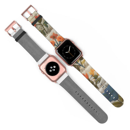 Cozy Autumn Vibes Knitted Pattern Apple Watch Band, Warm Tones & Textured Design Smartwatch Strap. Apple Watch Band Apple Watch Straps For Series 4 5 6 7 8 9 ULTRA SE 38/40/41mm & 42/44/45mm Vegan Faux Leather Band