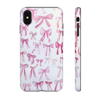 Pretty Pink Bows Phone Case, Feminine Ribbon Design Cover for Smartphones, Charming Accessory, Tough Phone Cases