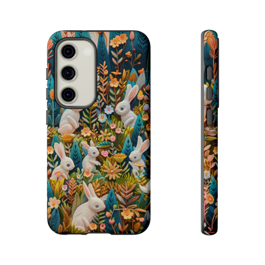 Mystical Garden Bunnies iPhone Case, Enchanted Floral Wonderland, Durable Protective Cover, Tough Phone Cases
