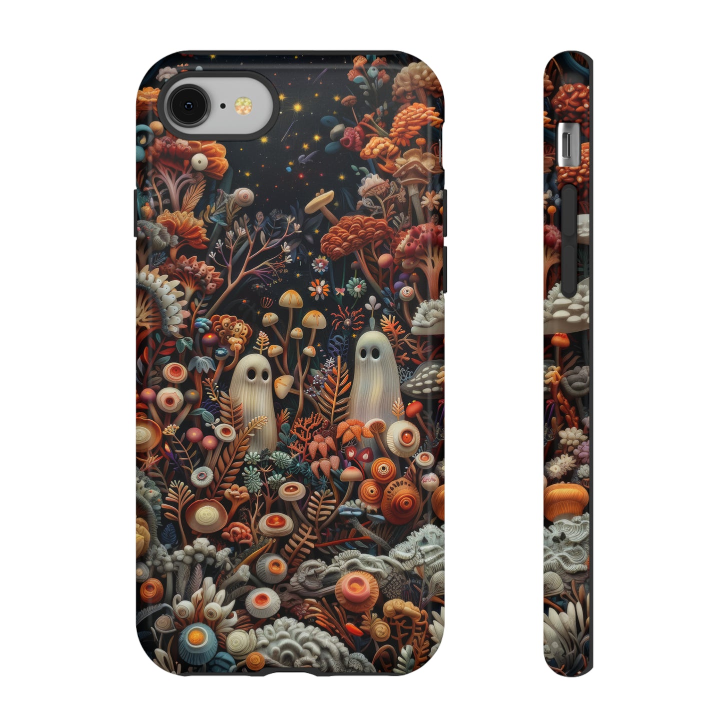 Cosmic Fantasy iPhone Case, Space-Themed Mushroom Design, Protective Cover with Galactic Charm, Tough Phone Cases