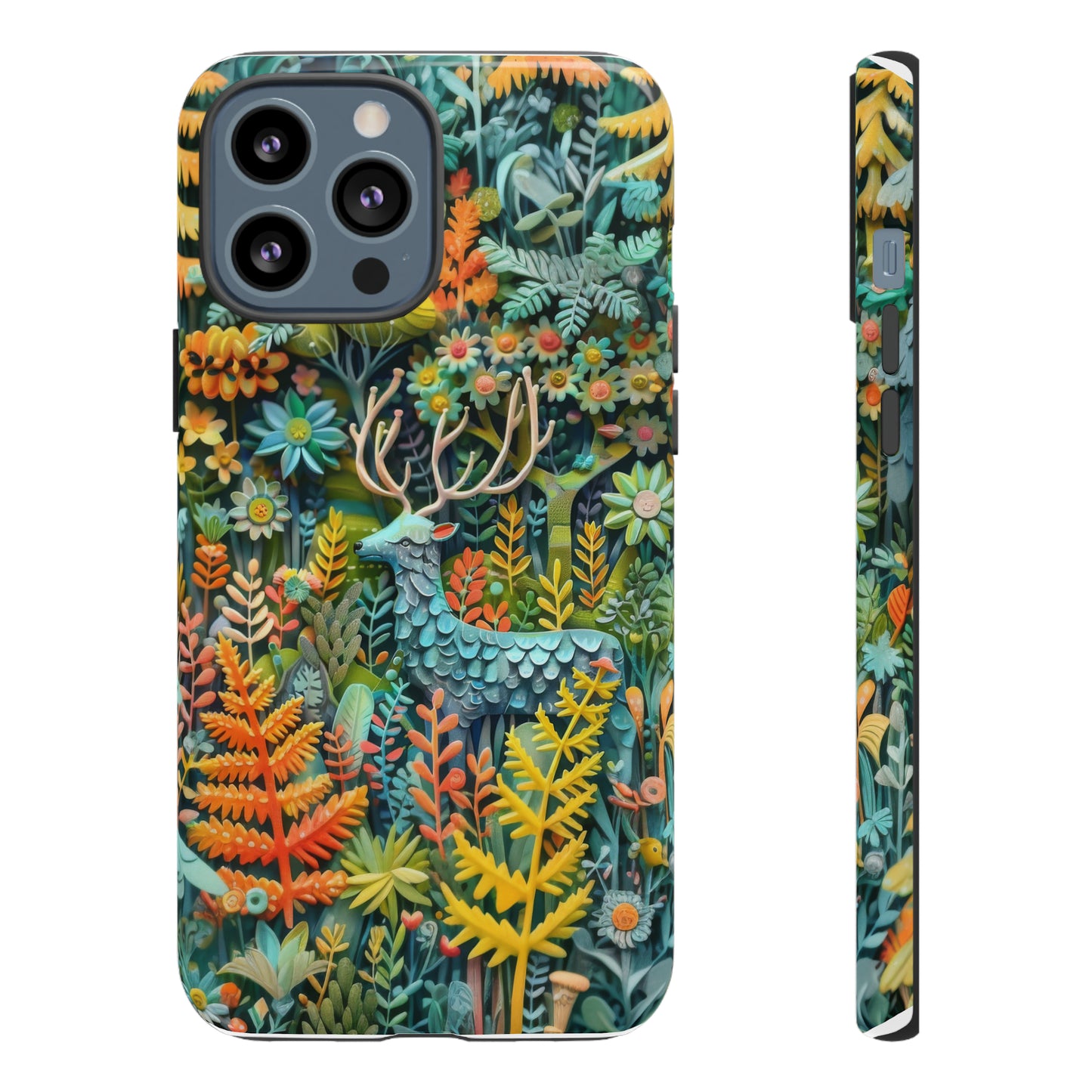 Zauberhafte Waldhirsch iPhone Hülle, Zauberhaftes Fauna- und Flora-Design, Schützende, von der Natur inspirierte Hülle, Robuste Handyhüllen