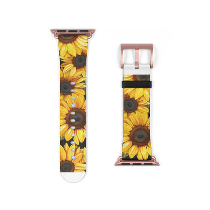 Vibrant Sunflower Fields Apple Watch Strap | Cheerful Floral Design Band | Botanical Smartwatch Accessory | Summer Style Must-Have. Apple Watch Band Apple Watch Straps For Series 4 5 6 7 8 9 ULTRA SE 38/40/41mm & 42/44/45mm Vegan Faux Leather Band