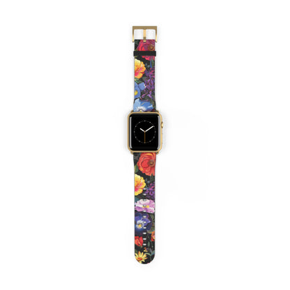 Floral Elegance Apple Watch Strap, Lush Botanical Print Watch Band, Chic Garden-Inspired Accessory for Everyday Style. Apple Watch Band Apple Watch Straps For Series 4 5 6 7 8 9 ULTRA SE 38/40/41mm & 42/44/45mm Vegan Faux Leather Band