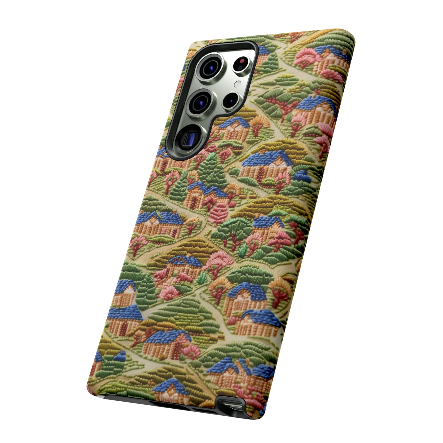 Caratteristica custodia per iPhone trapuntata in stile country, design patchwork affascinante, cover per telefono artistica e protettiva, custodie per telefono resistenti