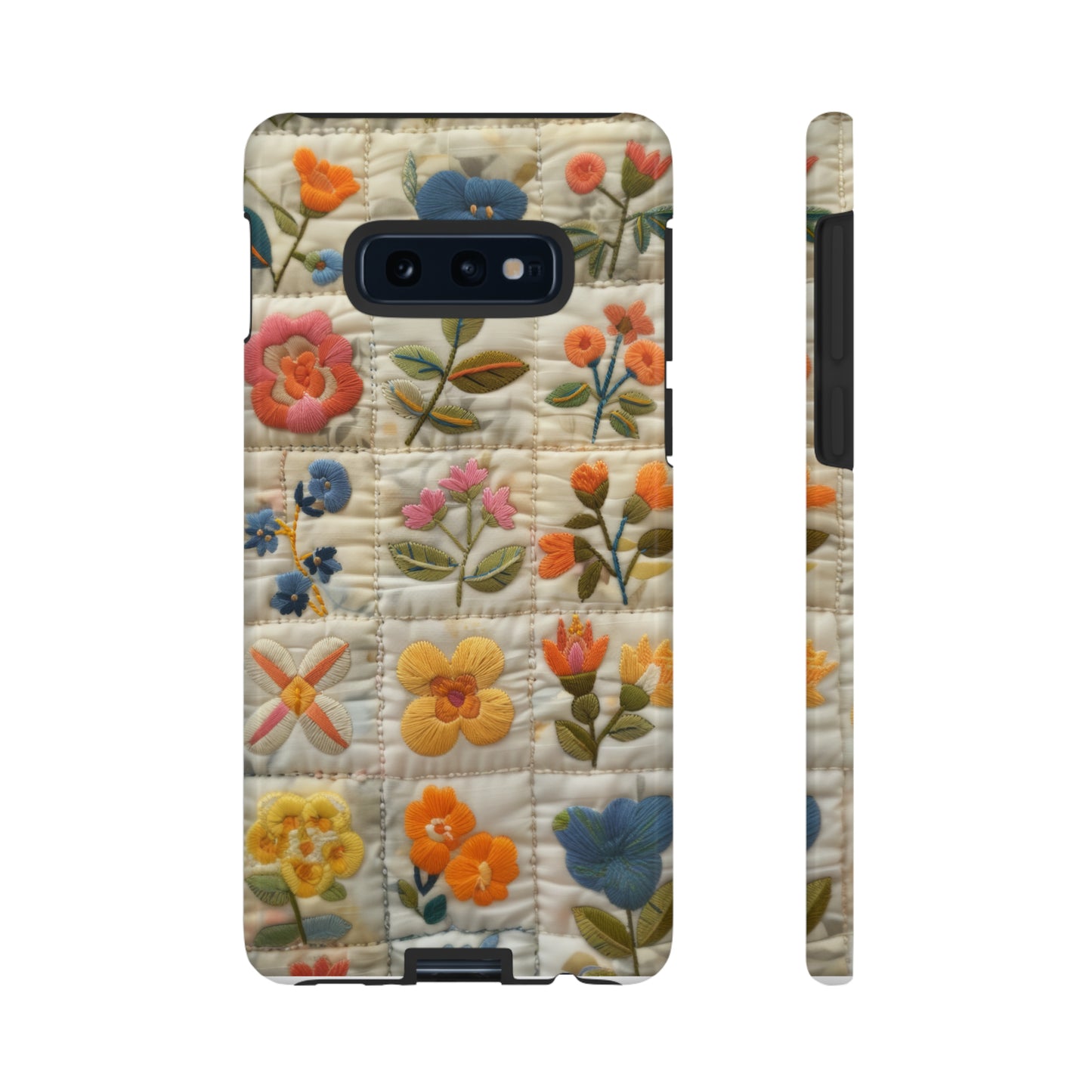 Custodia per telefono floreale trapuntata, cover morbida per telefono con fiori ricamati, custodia per smartphone elegante e protettiva, custodie per telefono resistenti