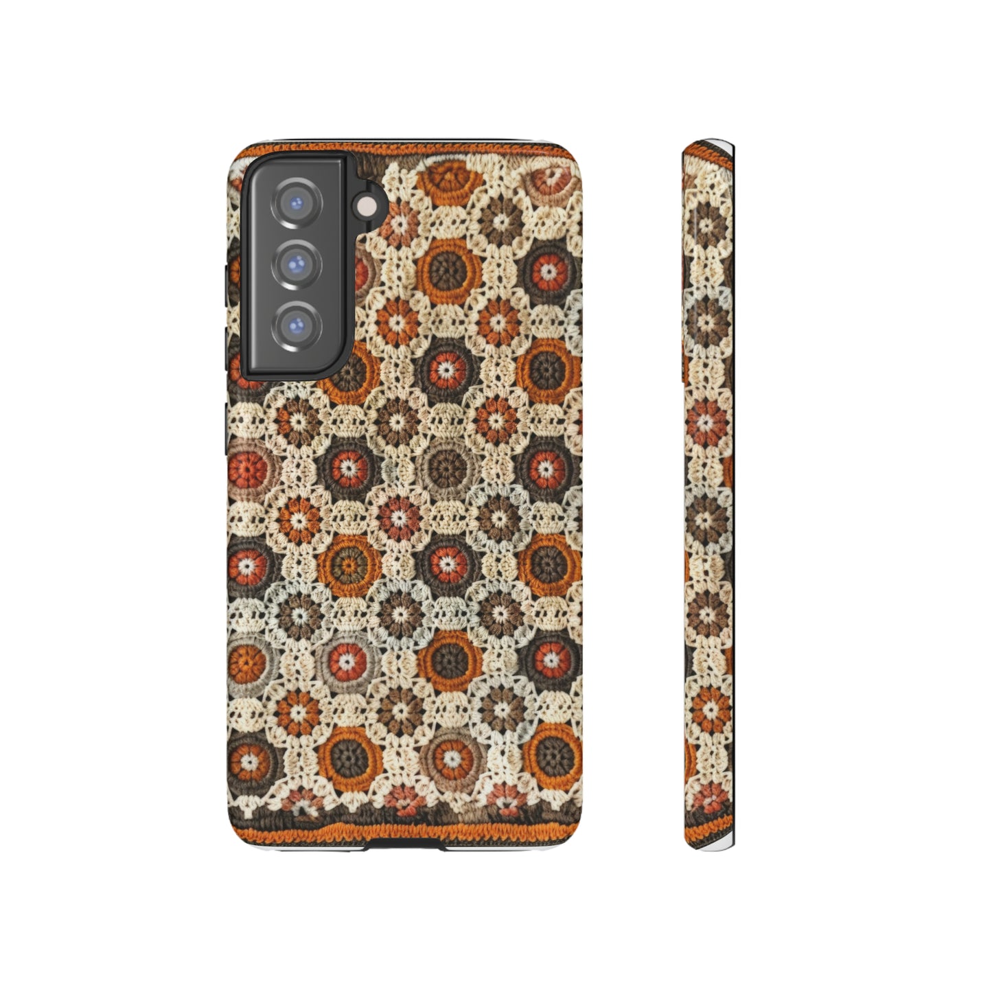 Custodia per iPhone retrò in pizzo all'uncinetto, estetica dal design artigianale, custodia protettiva in stile vintage, custodie per telefono resistenti