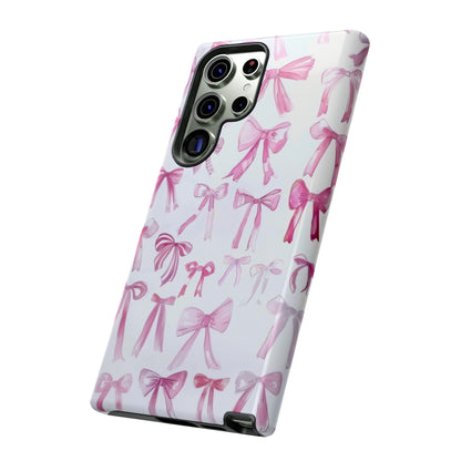 Pretty Pink Bows Phone Case, Feminine Ribbon Design Cover for Smartphones, Charming Accessory, Tough Phone Cases