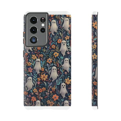 Whimsical Ghosts Floral iPhone Case, Unique Spooky Design, Charming Protective Cover, Tough Cases