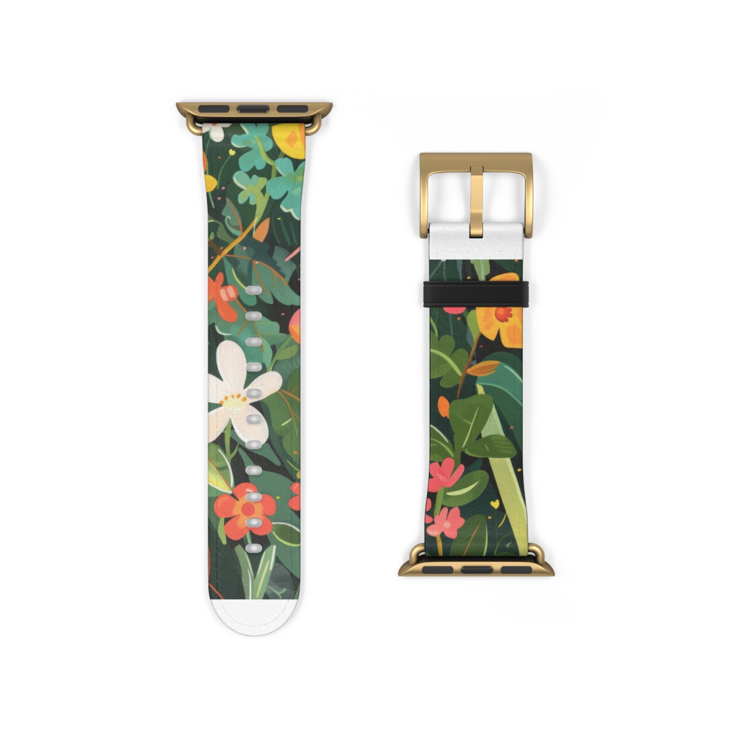 Lush Meadow Floral Apple Watch Band, Fresh Blooms Smartwatch Strap, Spring Wildflower Wristband, Nature Inspired Accessory. Apple Watch Band Apple Watch Straps For Series 4 5 6 7 8 9 ULTRA SE 38/40/41mm & 42/44/45mm Vegan Faux Leather Band