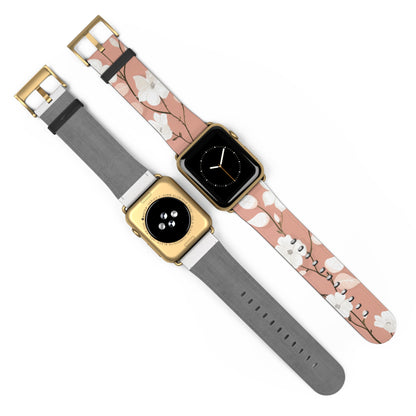 Floral Pattern Apple Watch Band, Elegant Cherry Blossom Design, Soft Pink High-Quality Silicone Strap for Stylish Wear. Apple Watch Band Apple Watch Straps For Series 4 5 6 7 8 9 ULTRA SE 38/40/41mm & 42/44/45mm Vegan Faux Leather Band