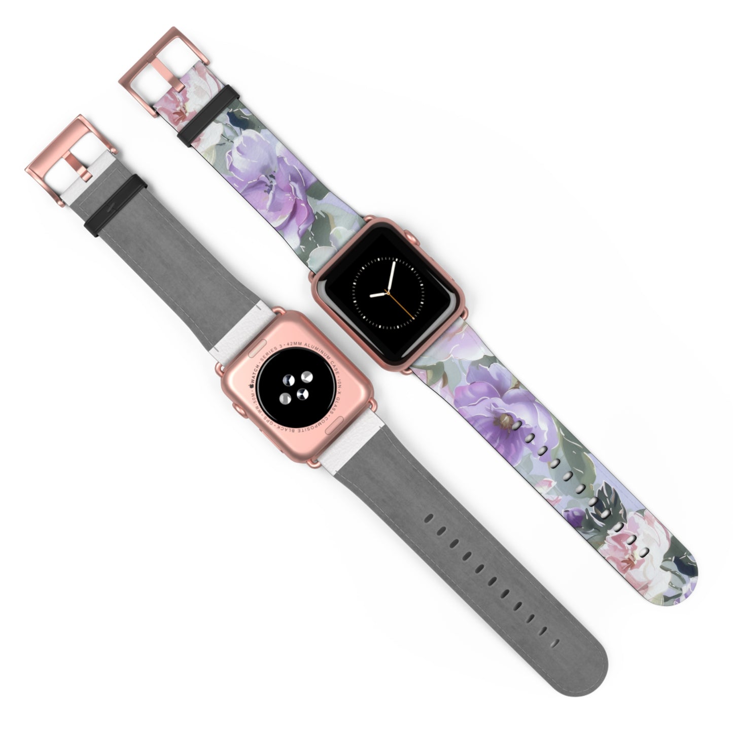 Purple Floral Elegance Apple Watch Band, Artistic Lilac Flower Accessory, Chic Spring Fashion Wearable, Unique Gift. Apple Watch Band Apple Watch Straps For Series 4 5 6 7 8 9 ULTRA SE 38/40/41mm & 42/44/45mm Vegan Faux Leather Band