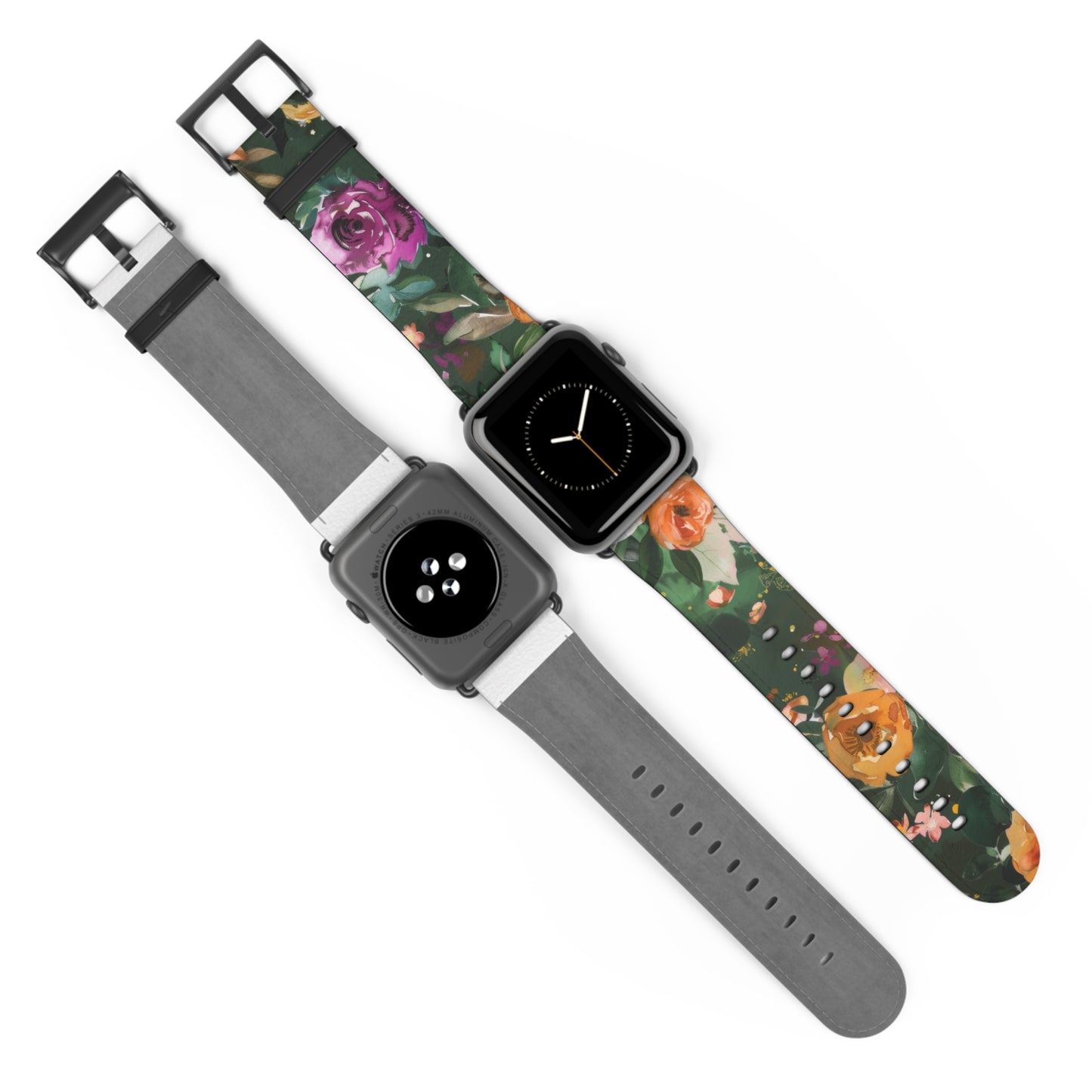 Floral Elegance Apple Watch Band, Vibrant Blossom Design Smartwatch Strap, Chic Rose Garden Wristband Accessory for Spring Apple Watch Band. Apple Watch Straps For Series 4 5 6 7 8 9 ULTRA SE 38/40/41mm & 42/44/45mm Vegan Faux Leather Band