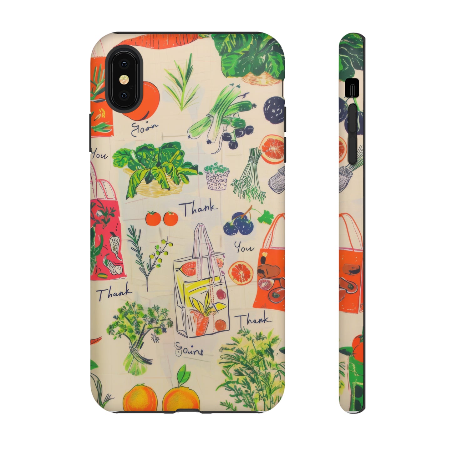 Custodia per telefono a tema di generi alimentari sostenibili, cover dal design ecologico per lo shopping per smartphone, custodie per telefoni resistenti 