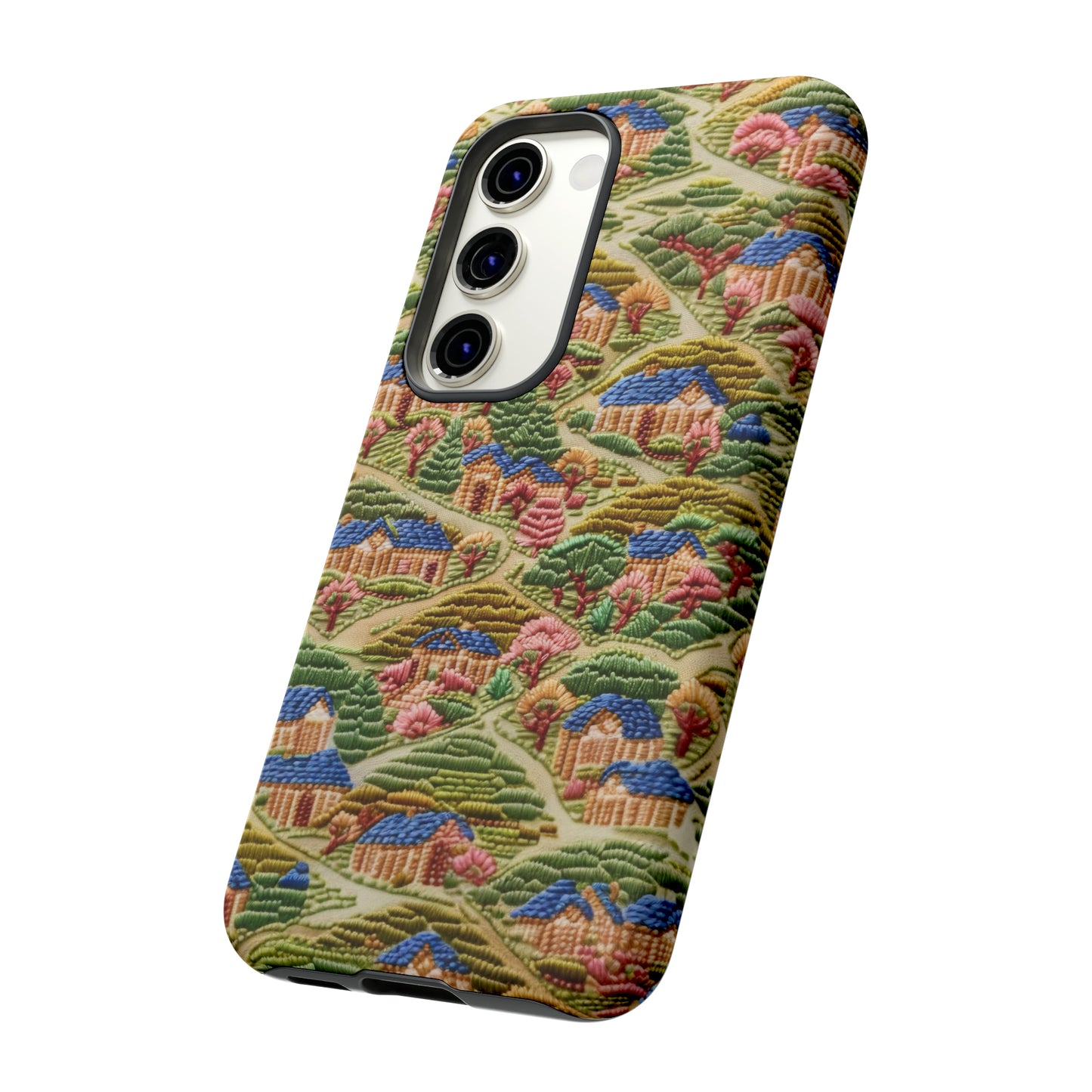 Caratteristica custodia per iPhone trapuntata in stile country, design patchwork affascinante, cover per telefono artistica e protettiva, custodie per telefono resistenti