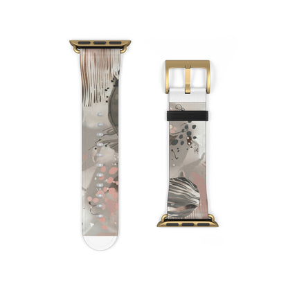 Contemporary Splatter Apple Watch Band, Abstract Earth Tones with Coral Accents, Chic Silicone Artistic Strap. Apple Watch Band Apple Watch Straps For Series 4 5 6 7 8 9 ULTRA SE 38/40/41mm & 42/44/45mm Vegan Faux Leather Band